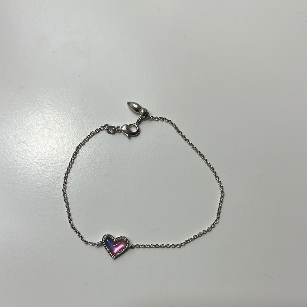 Kendra Scott Pink and Blue Stone Heart Bracelet